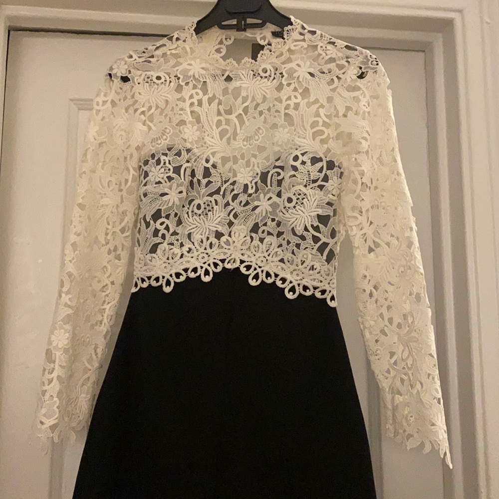Topshop black & white short lace romper